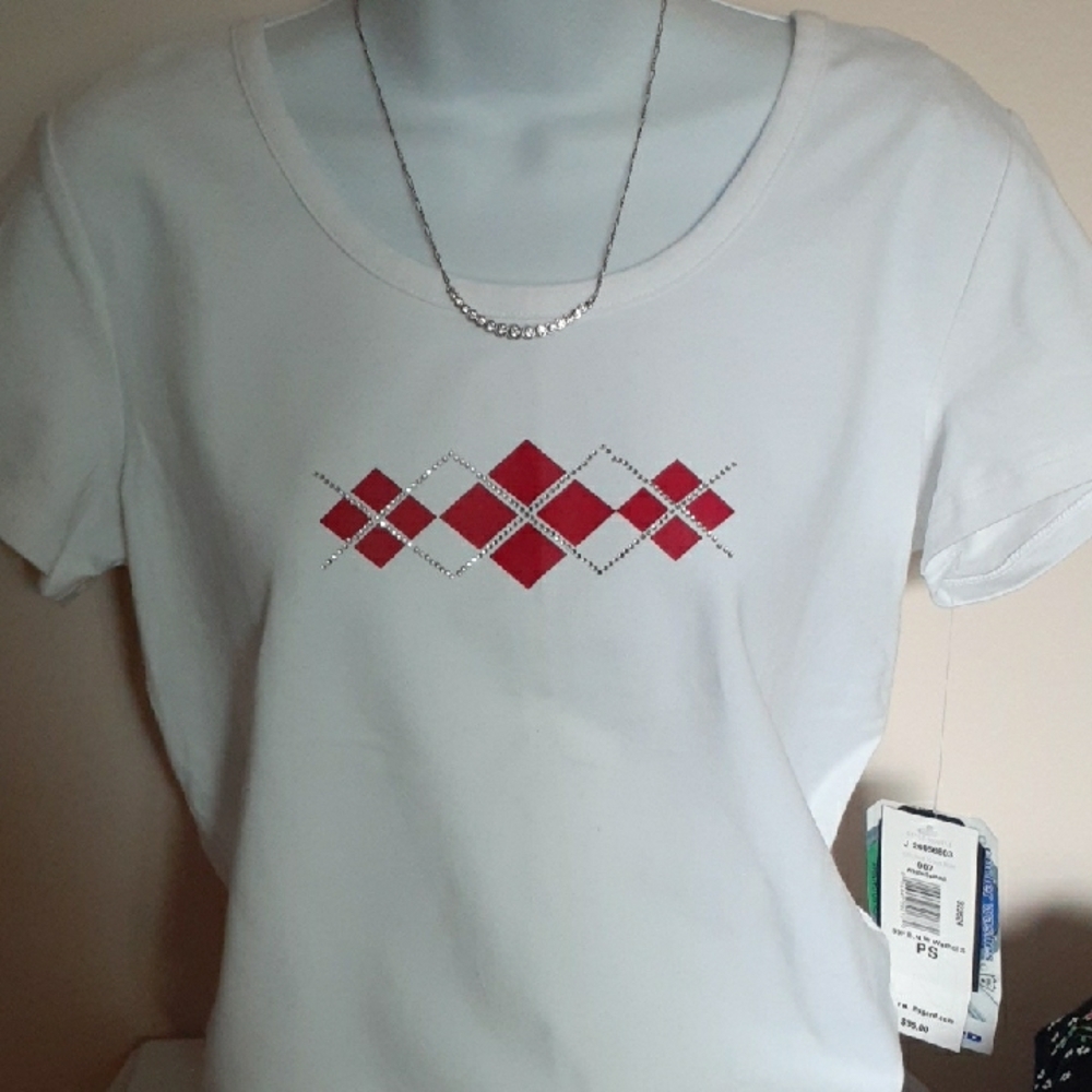 Peter Nygard White and Red Graphic T-Shirt